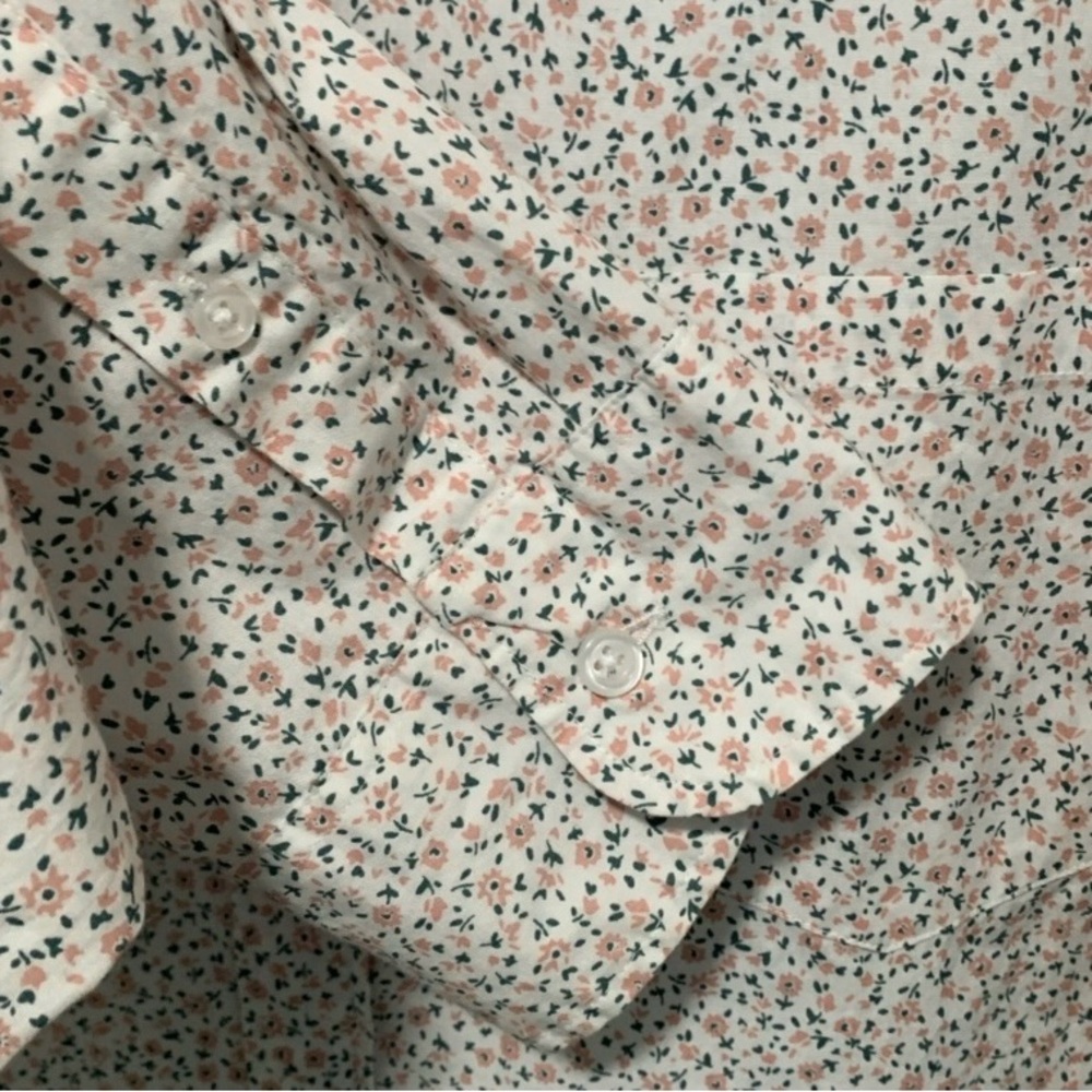 J. Crew Men's XXL 98% Cotton White Subtle Floral Button Up Shirt Slim Fit - Picture 8 of 8
